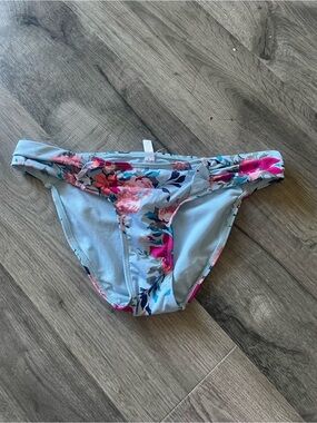 La Vie En Rose Aqua Light Blue Floral Swim Bottoms